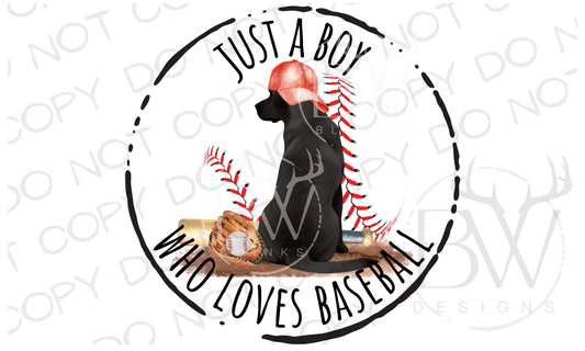 Just A Boy Who Loves Baseball Hunting Dog Digital Download PNG