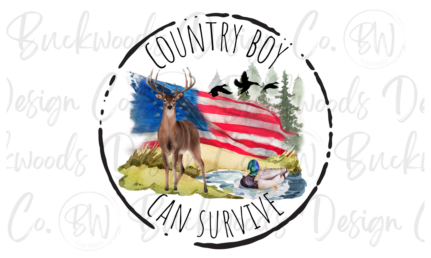 Country Boy Can Survive Hunting Digital Download PNG