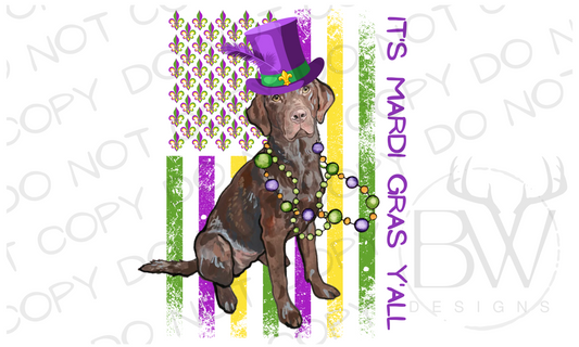 It's Mardi Gras Y'all Mardi Gras Hunting Dog Digital Download PNG