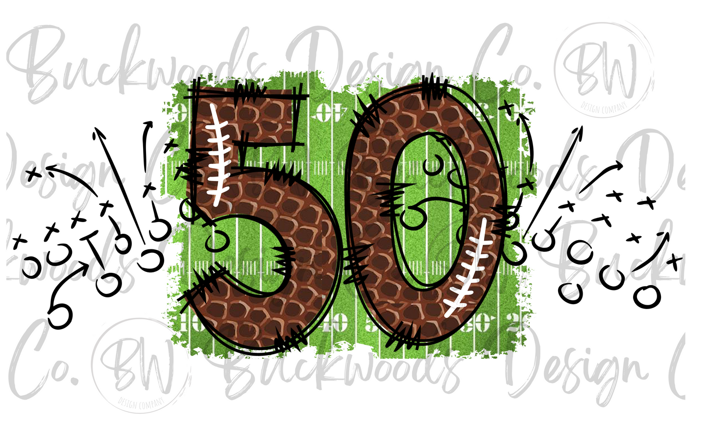 50 Doodle Football Jersey Numbers Football Digital Download PNG