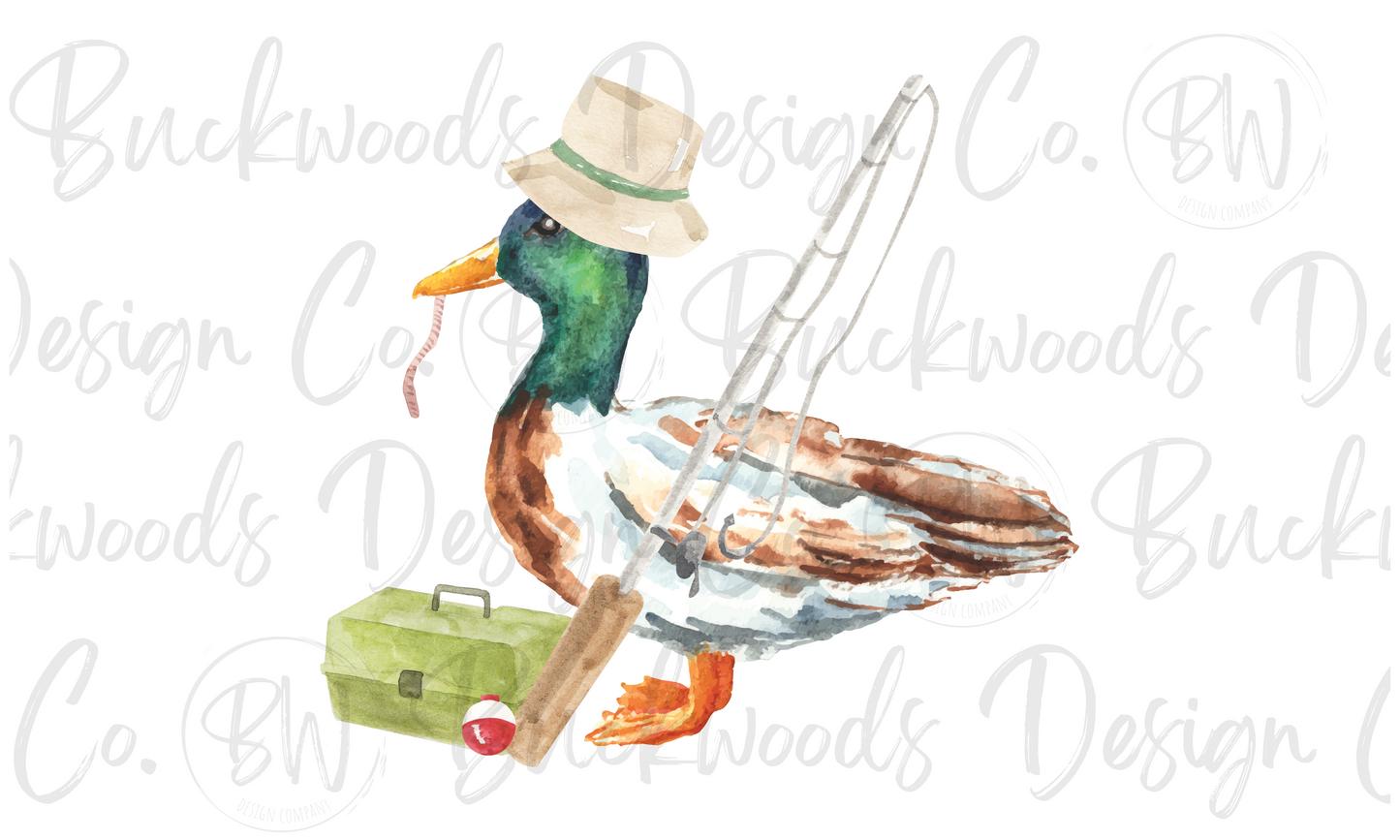 Fishing Mallard Duck Digital Download PNG