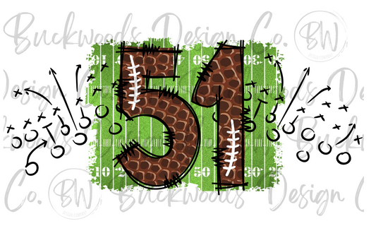 51 Doodle Football Jersey Numbers Football Digital Download PNG