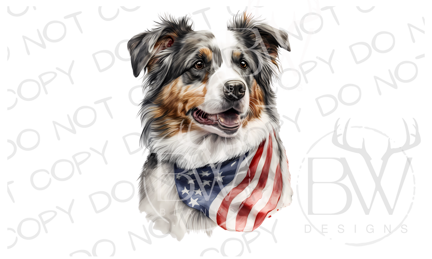 American Aussie Australian Shepherd Dog Digital Download PNG