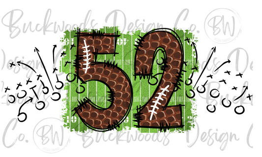 52 Doodle Football Jersey Numbers Football Digital Download PNG