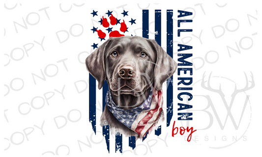 All American Boy Silver Labrador Hunting Dog Digital Download PNG