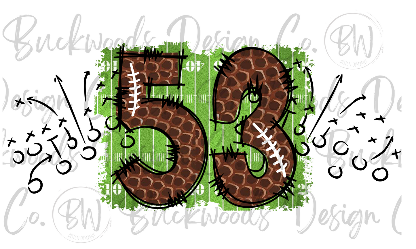 53 Doodle Football Jersey Numbers Football Digital Download PNG