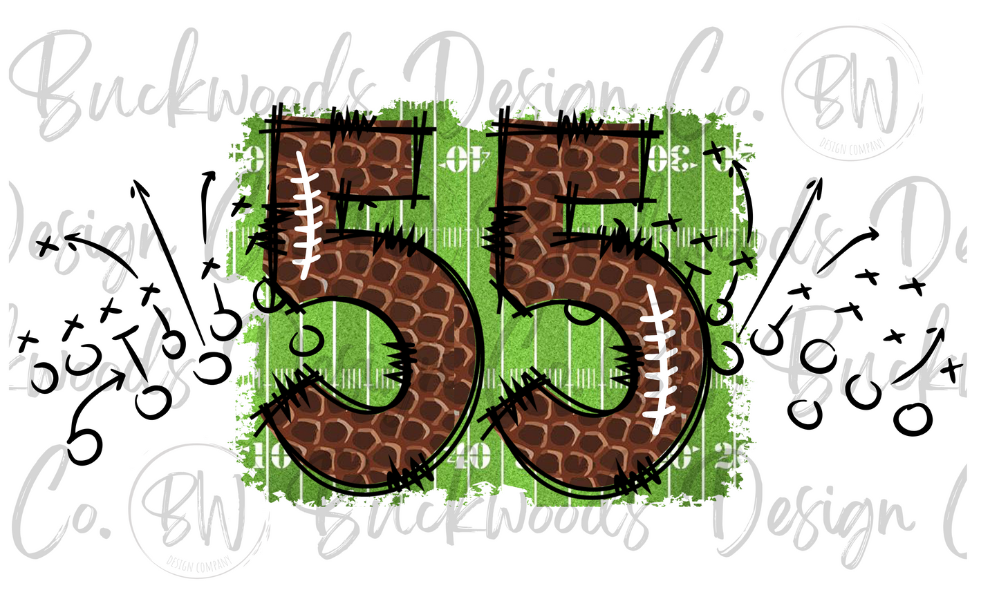 55 Doodle Football Jersey Numbers Football Digital Download PNG