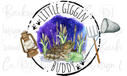 Little Giggin' Buddy Frog Hunting Digital Download PNG