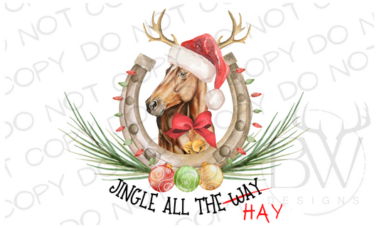 Jingle All the Hay Christmas Horse Digital Download PNG