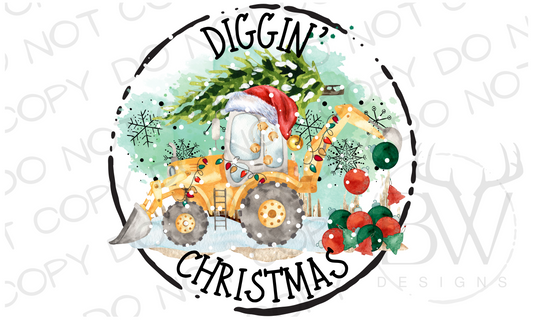 Diggin' Christmas Construction Digital Download PNG
