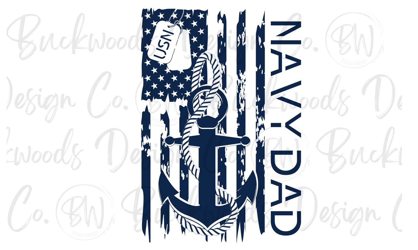 Navy Dad Digital Download PNG