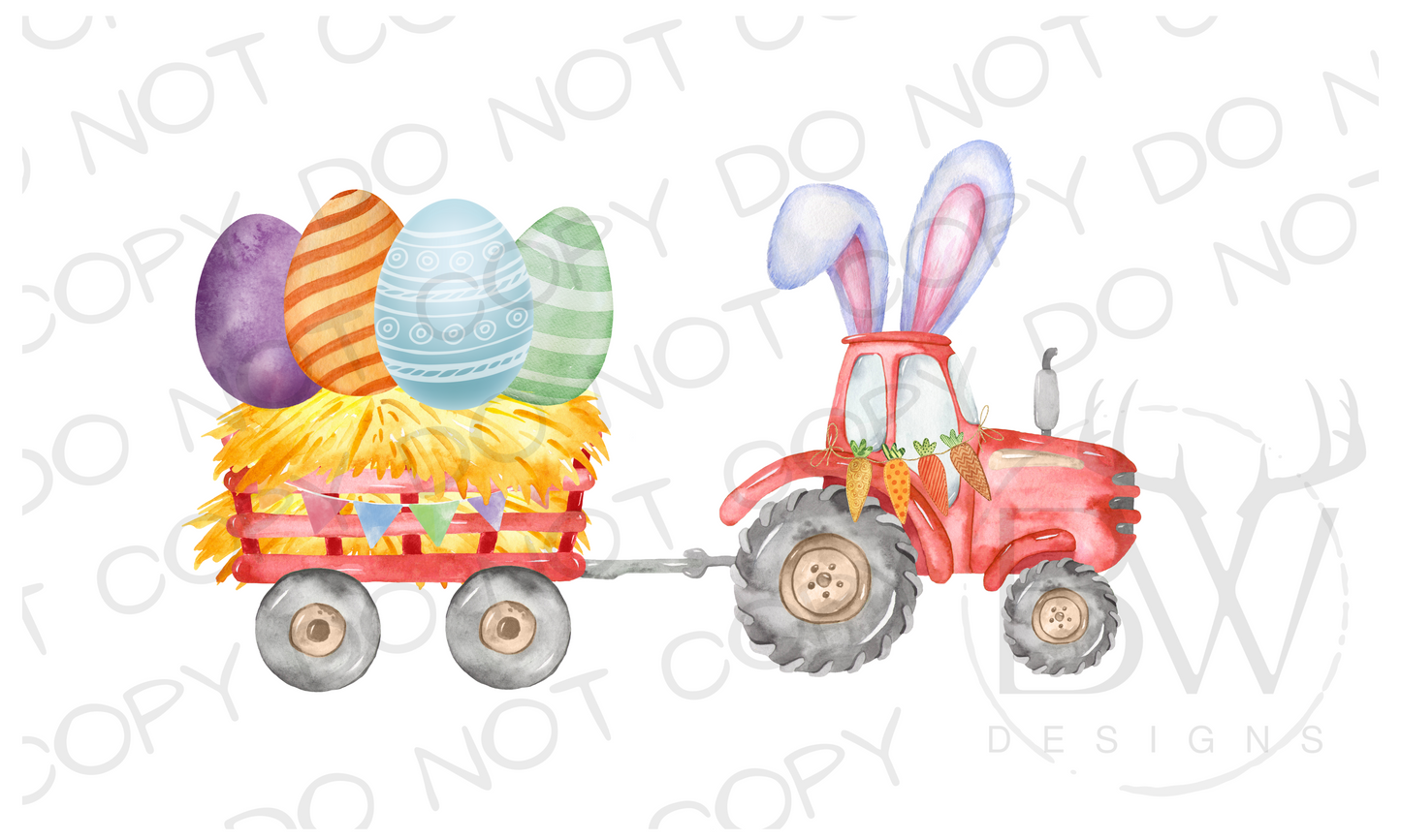 Easter Tractor Digital Download PNG