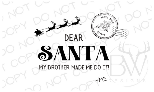 Dear Santa Christmas Letter Christmas Santa Digital Download PNG