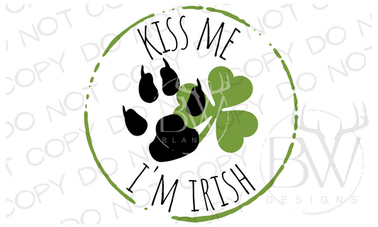 Kiss Me I'm Irish Hunting Dog St. Patrick's Day Hunting Digital Download PNG