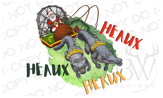 Gator Santa Heaux Heaux Heaux Cajun Christmas Digital Download PNG