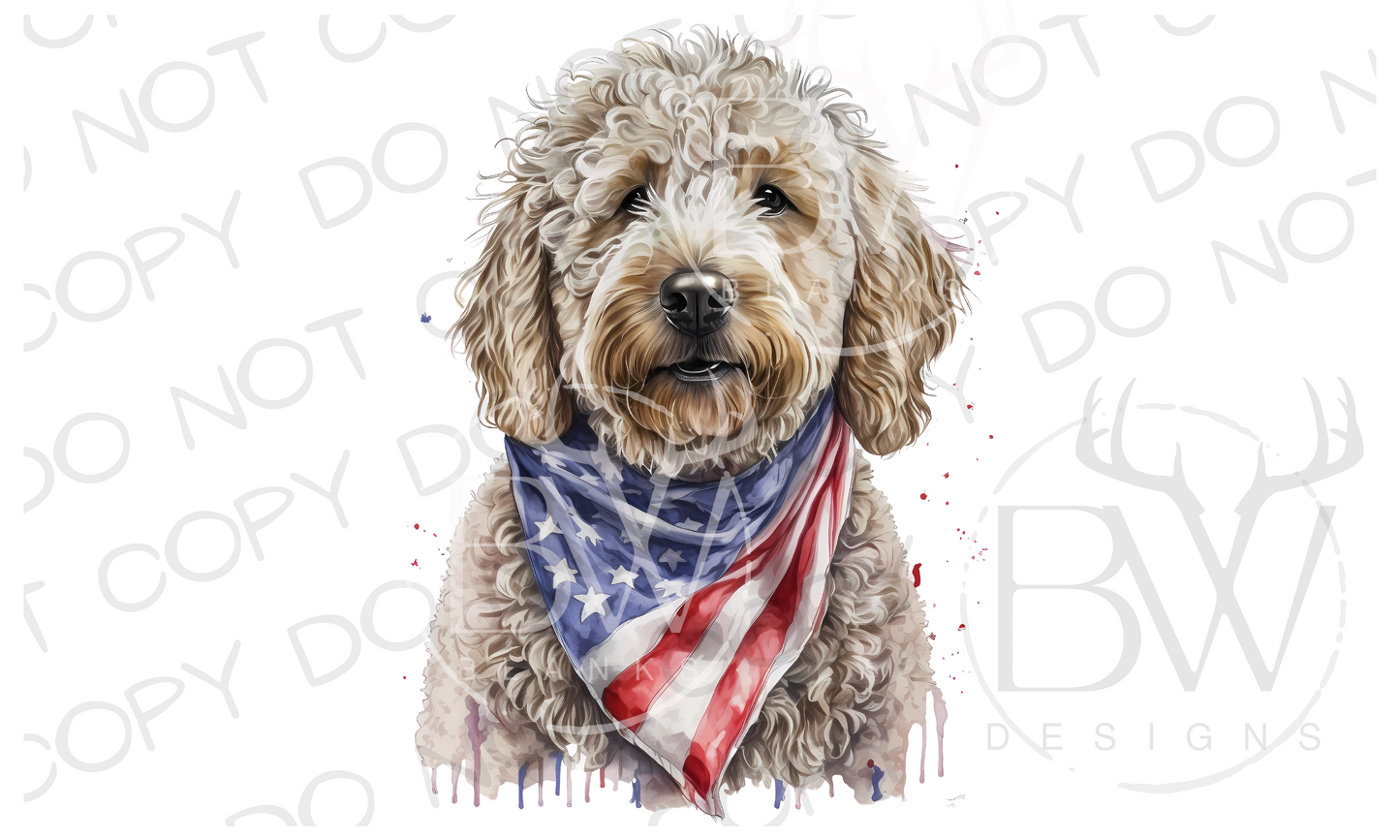 American Goldendoodle Dog Digital Download PNG