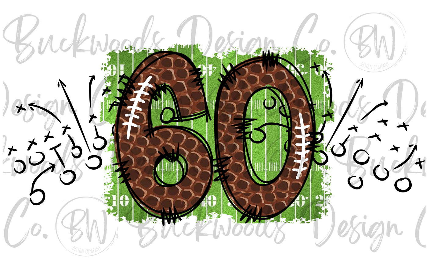 60 Doodle Football Jersey Numbers Football Digital Download PNG