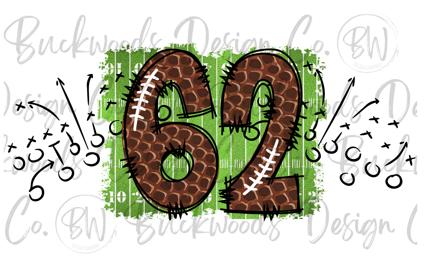 62 Doodle Football Jersey Numbers Football Digital Download PNG