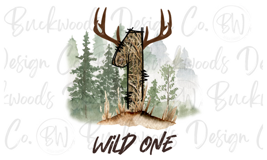 Wild One Deer Hunting 1st Birthday Digital Download PNG