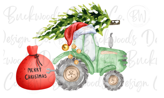 Christmas Tractor Digital Download PNG