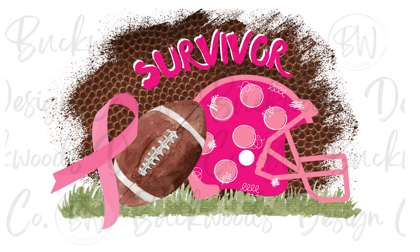 Breast Cancer Survivor Pink Football Digital Download PNG