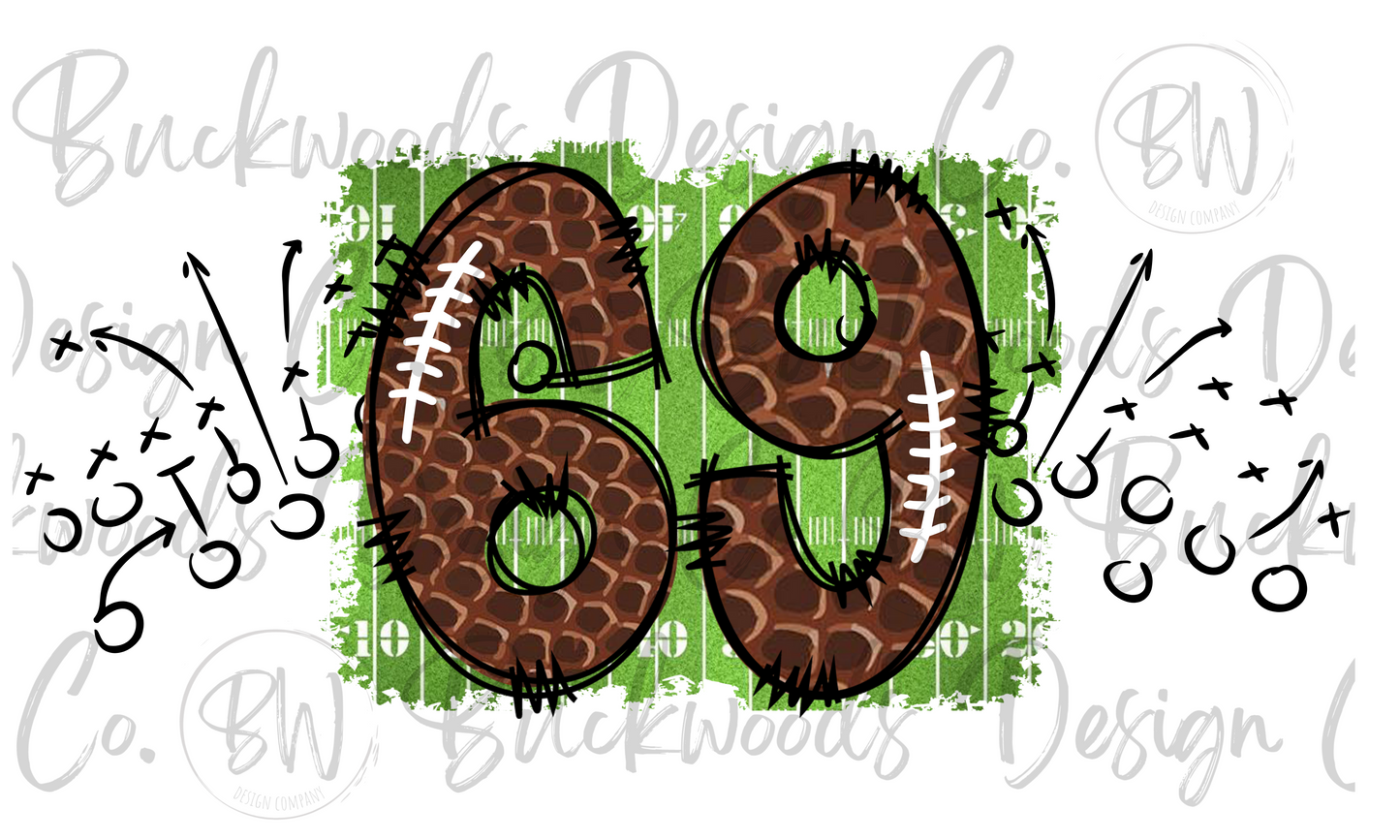 69 Doodle Football Jersey Numbers Football Digital Download PNG