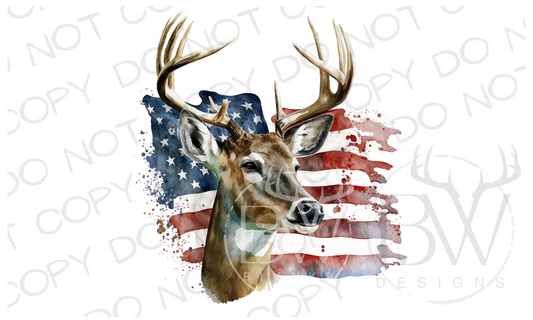 American Whitetail Fourth of July Deer Hunting Digital Download PNG