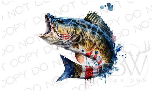 American Bass Fourth of July Bass Fishing Digital Download PNG