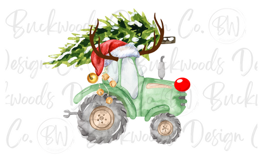 Reindeere Christmas Tractor Digital Download PNG