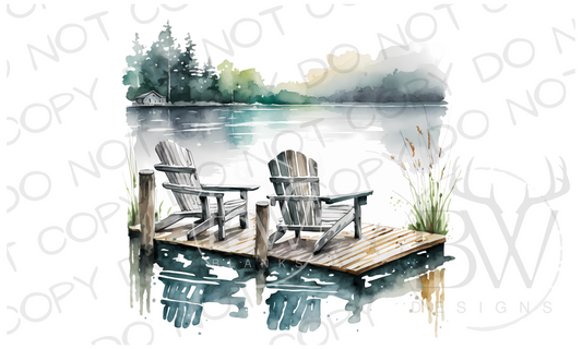 Watercolor Lake Digital Download PNG