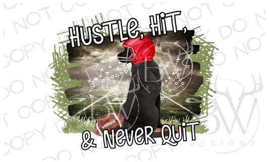 Hustle Hit & Never Quilt Football Hunting Dog Digital Download PNG