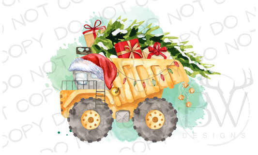 Christmas Dump Truck Construction Digital Download PNG