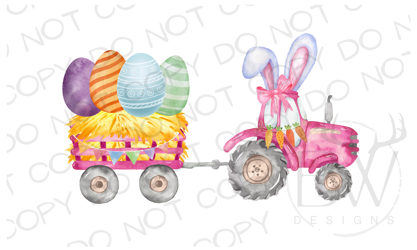 Easter Tractor Digital Download PNG