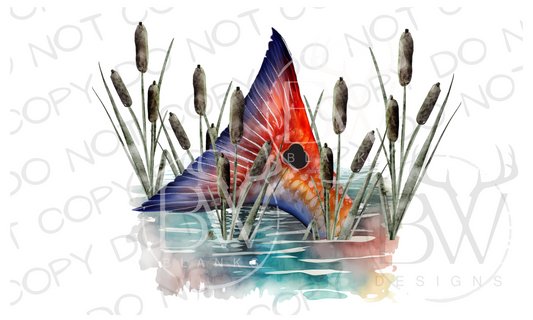 Redfish Tail Saltwater Fishing Digital Download PNG