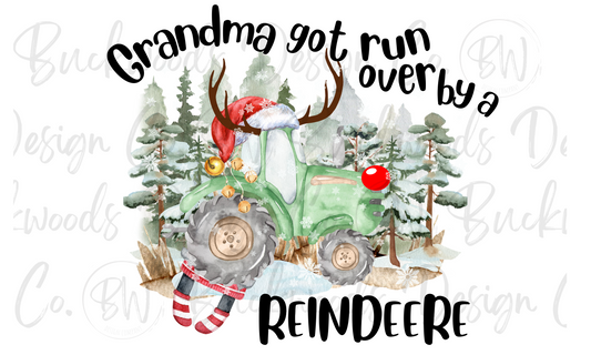 Grandma Got Run Over By A Reindeere Christmas Tractor Digital Download PNG