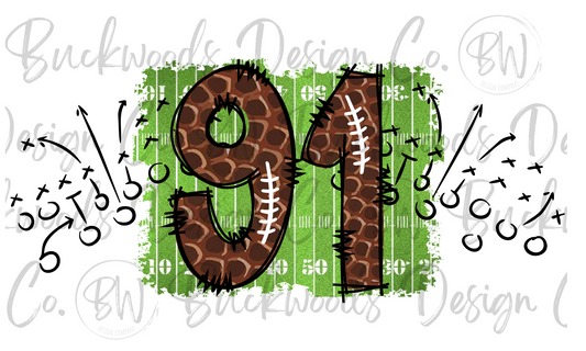 91 Doodle Football Jersey Numbers Football Digital Download PNG