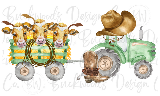 Cowboy Tractor Digital Download PNG