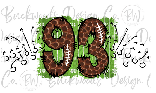 93 Doodle Football Jersey Numbers Football Digital Download PNG