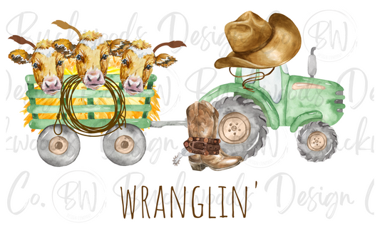 Cowboy Tractor Digital Download PNG