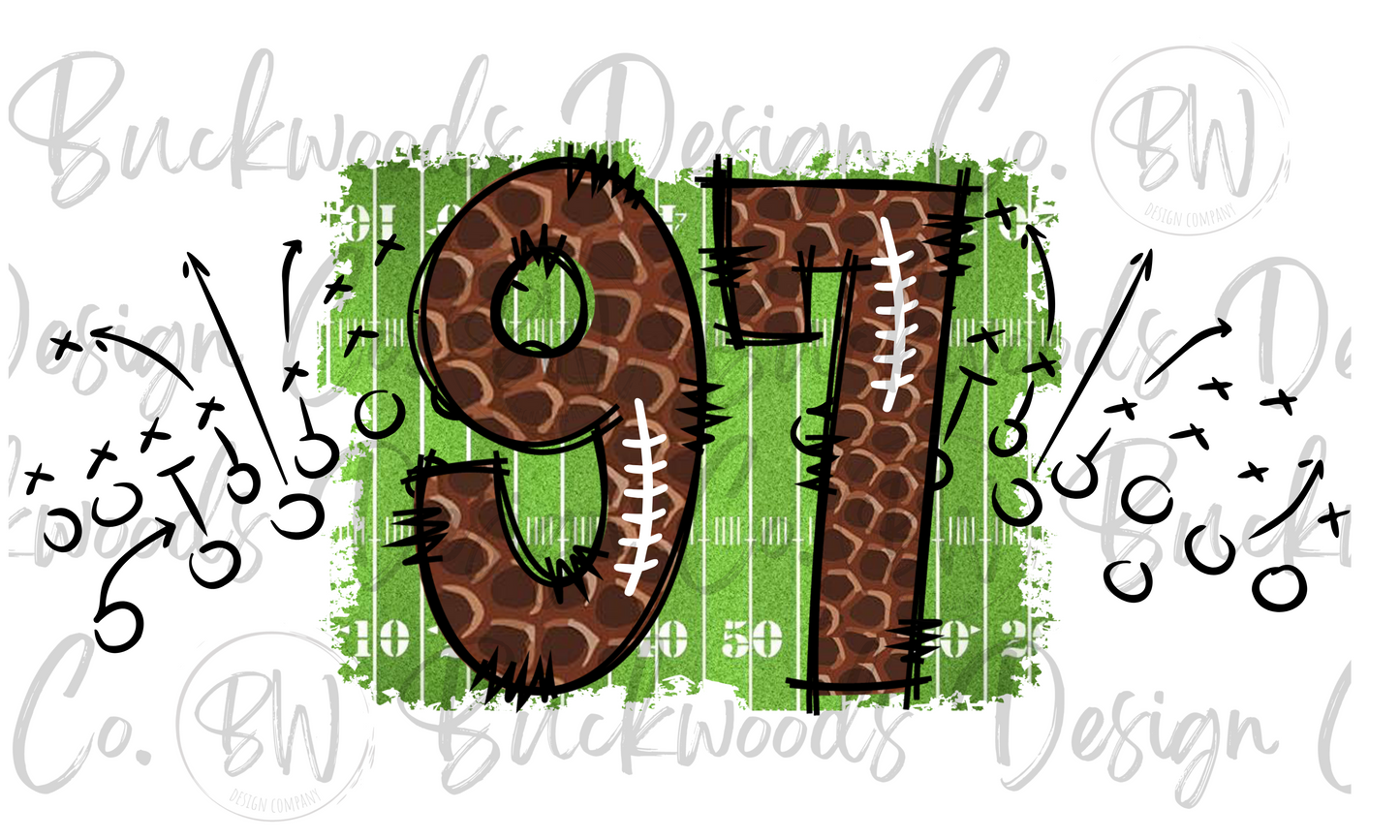 97 Doodle Football Jersey Numbers Football Digital Download PNG