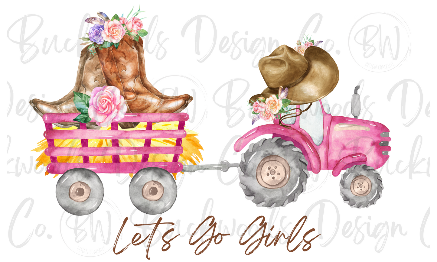 Cowgirl Tractor Digital Download PNG