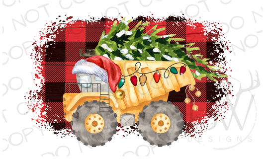 Christmas Dump Truck Construction Digital Download PNG