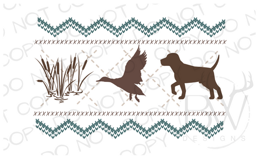 Faux Smocking Duck Hunting Trio Duck Hunting Digital Download PNG