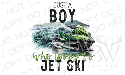 Just A Boy Who Loves to Jet Ski Digital Download PNG