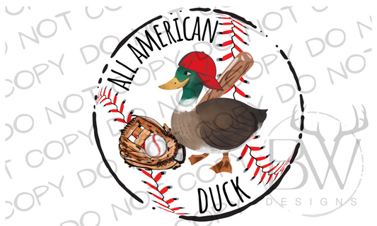 All American Duck Baseball Duck Digital Download PNG