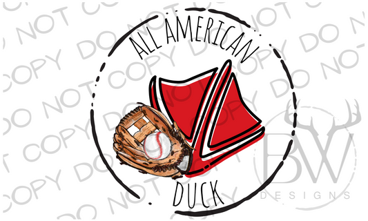 All American Duck Baseball Duck Digital Download PNG