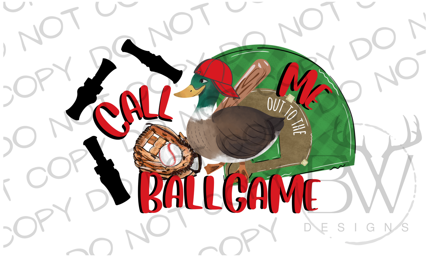 Call Me Out to the Ballgame Baseball Duck Digital Download PNG