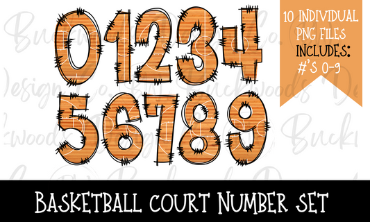 Basketball Court Number Set Digital Download PNG