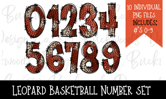 Leopard Basketball Texture Number Set Digital Download PNG