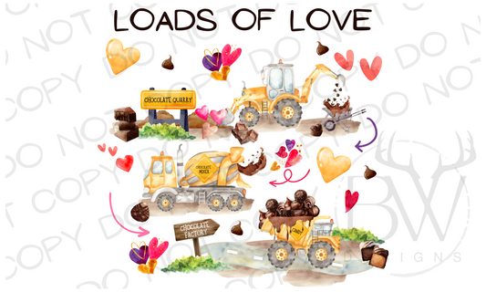 Loads of Love Valentine's Day Construction Digital Download PNG